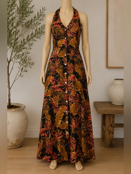 Califronia Krush Dresses & Skirts - California Krush Vintage Tropical Print Rayon Maxi Dress M
